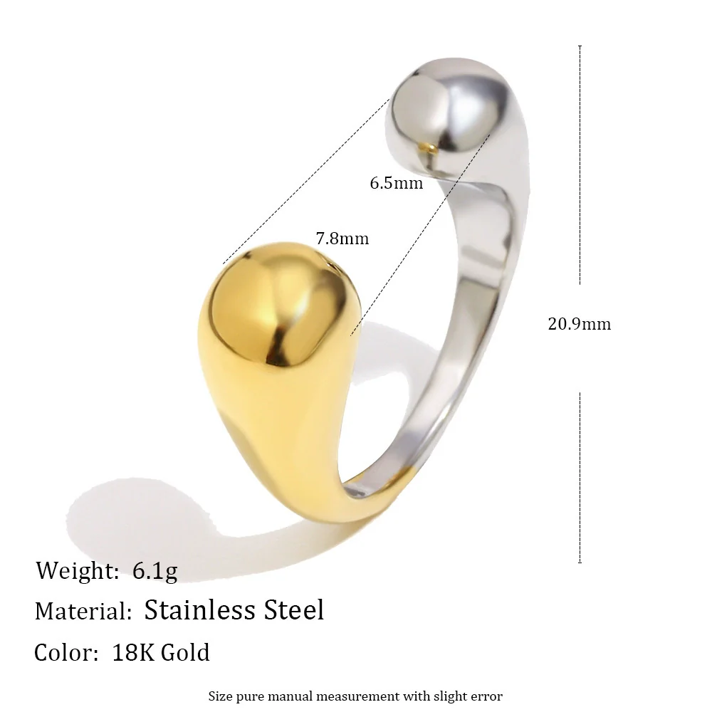 Wholesale Light Luxury Geometric Simple Double Ended Stainless Steel Electroplated Ring For Women Hand Jewelry - Image 2