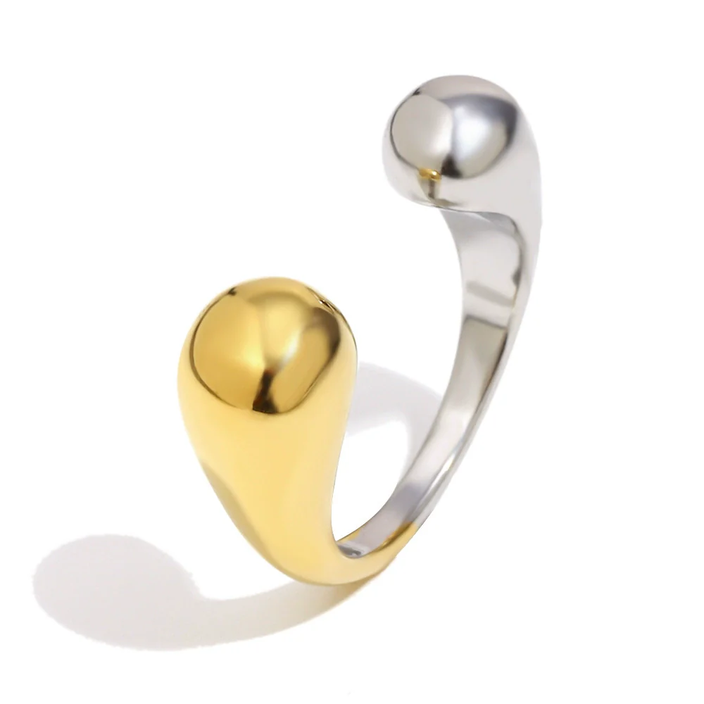 Wholesale Light Luxury Geometric Simple Double Ended Stainless Steel Electroplated Ring For Women Hand Jewelry - Image 5