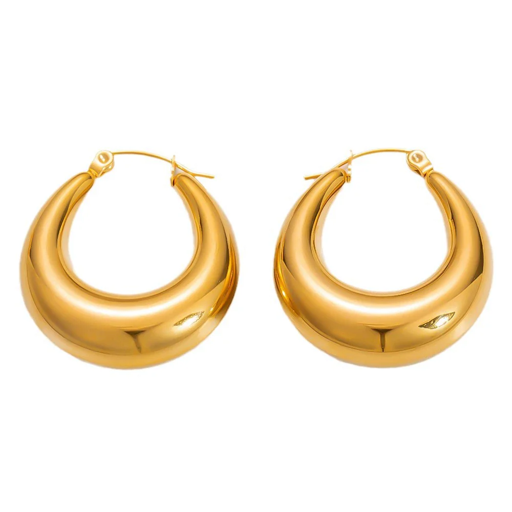 Wholesale Light Luxury Geometric Stainless Steel 18K Gold Electroplated Earrings For Women - Image 5