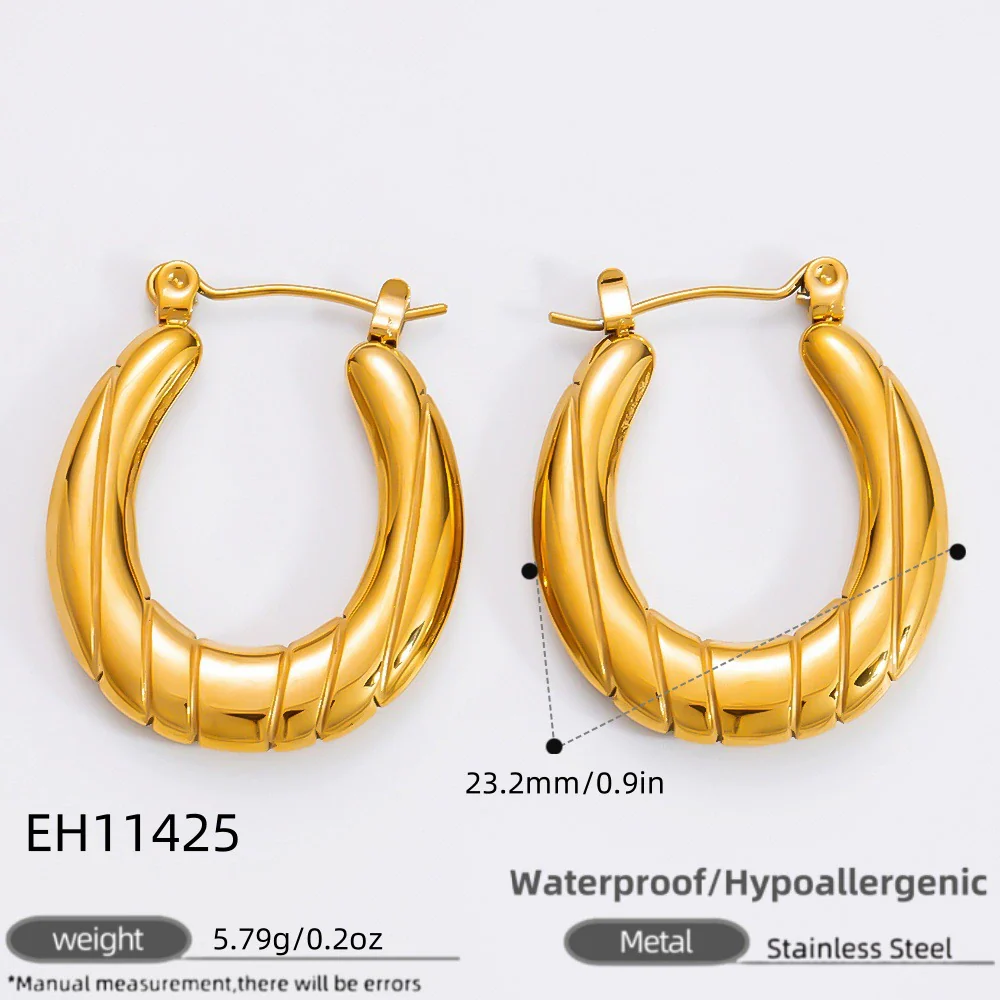 Wholesale Light Luxury Geometric Stainless Steel 18K Gold Electroplated Earrings For Women - Image 7