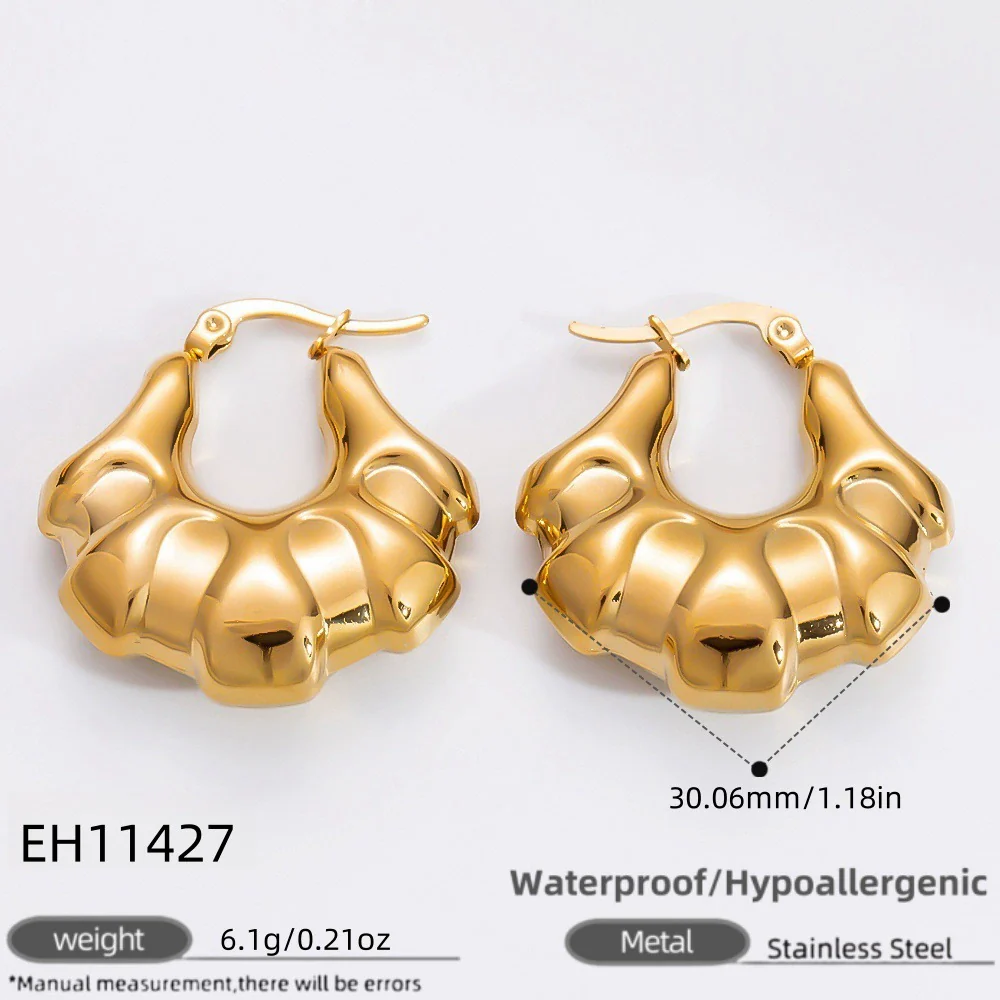 Wholesale Light Luxury Geometric Stainless Steel 18K Gold Electroplated Earrings For Women - Image 8