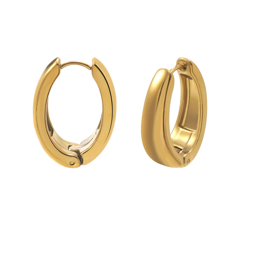 Wholesale Light Luxury Geometric Stainless Steel 18K Goldplated Hoop Earrings For Women - Image 5