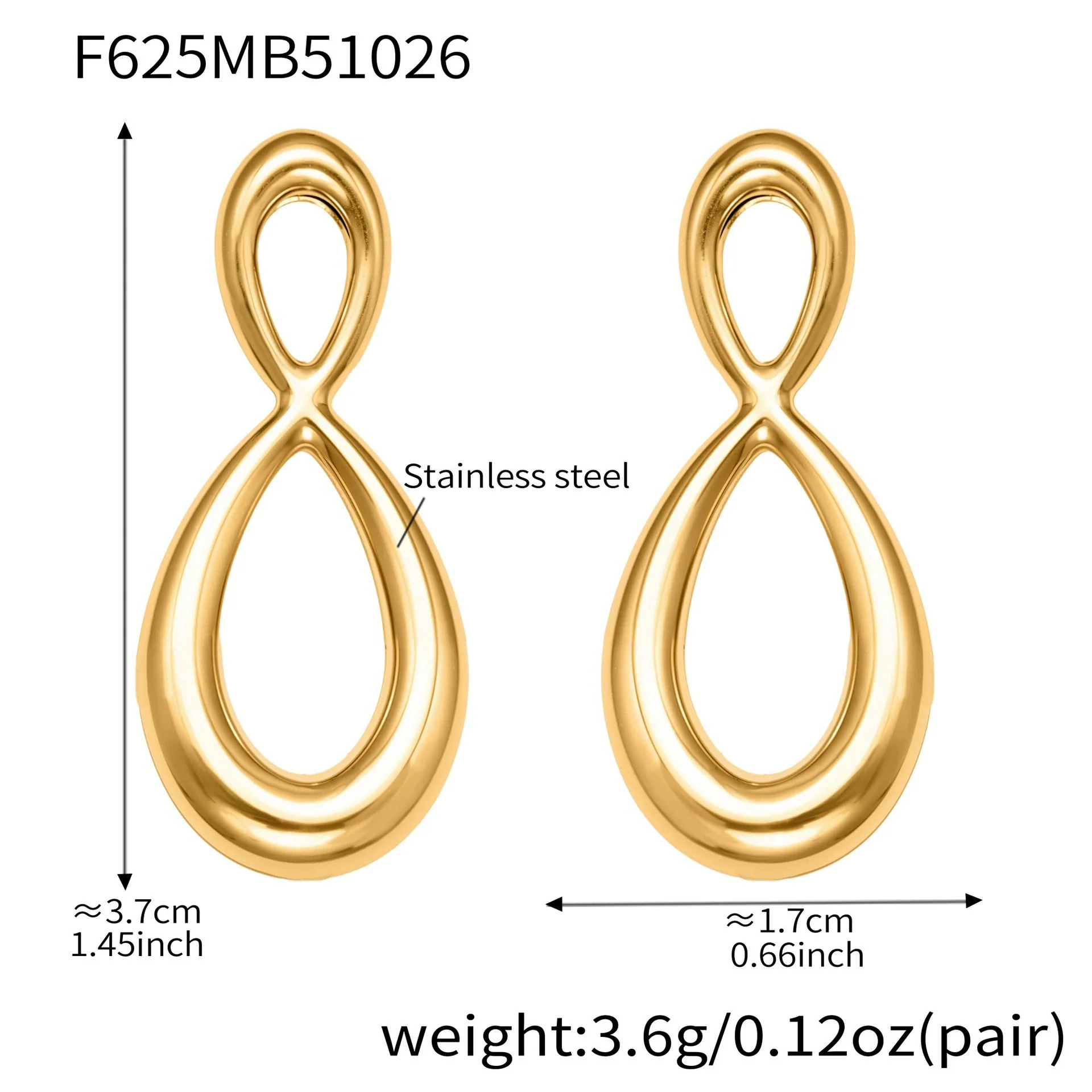 Wholesale Light Luxury Geometric Stainless Steel 18K Goldplated Stud Earrings For Women - Image 7