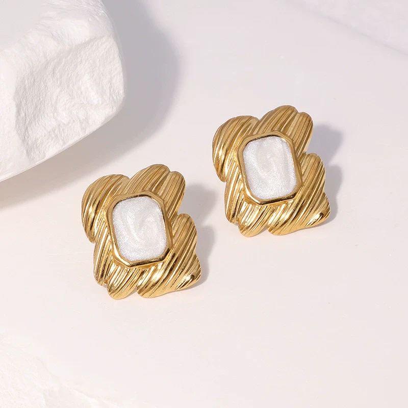 Wholesale Light Luxury Geometric Stainless Steel 18K Goldplated Women's Earrings - Image 3