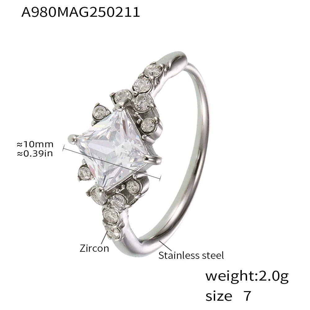 Wholesale Light Luxury Geometric Stainless Steel And Zircon Electroplated Adjustable Ring For Women And Men - Image 11