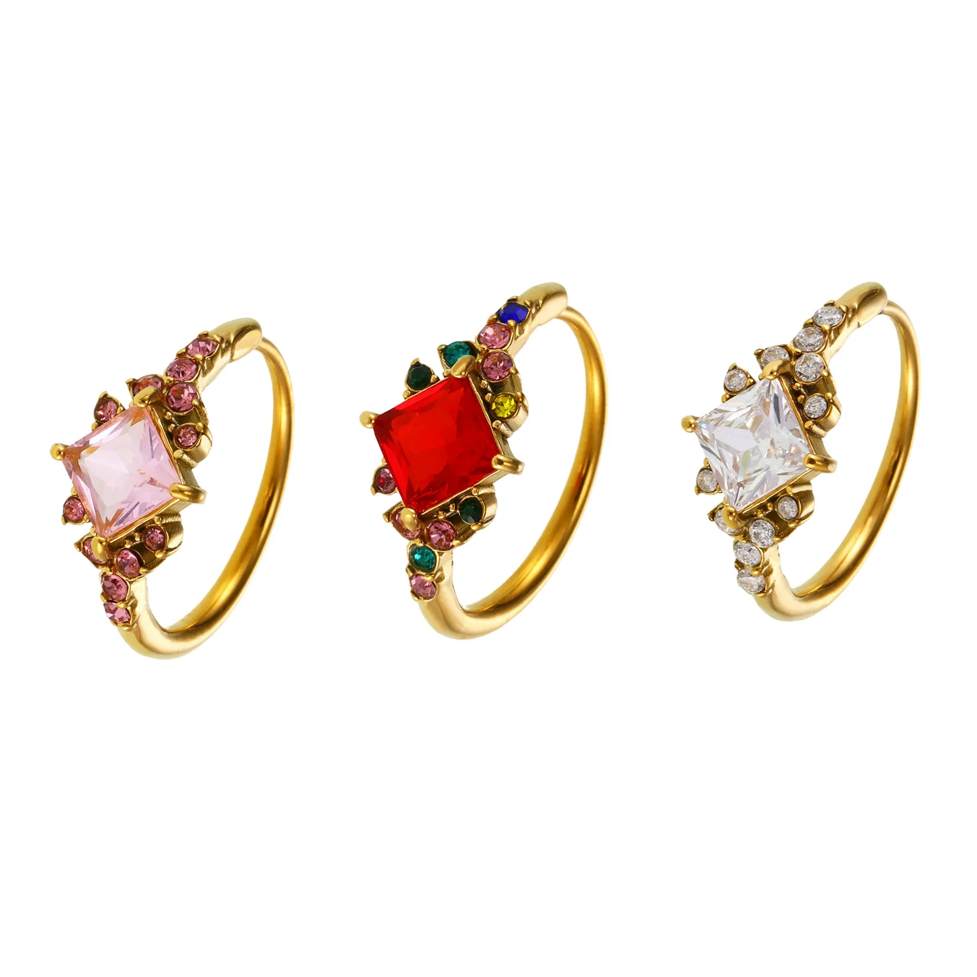 Wholesale Light Luxury Geometric Stainless Steel And Zircon Electroplated Adjustable Ring For Women And Men - Image 5