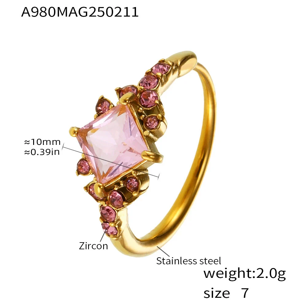 Wholesale Light Luxury Geometric Stainless Steel And Zircon Electroplated Adjustable Ring For Women And Men - Image 7