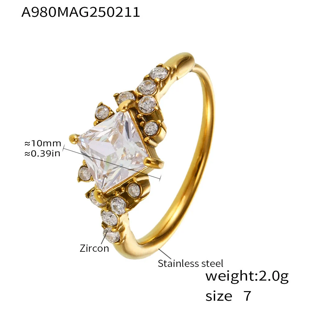 Wholesale Light Luxury Geometric Stainless Steel And Zircon Electroplated Adjustable Ring For Women And Men - Image 8