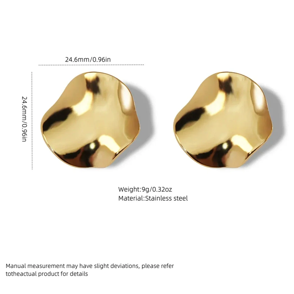 Wholesale Light Luxury Geometric Stainless Steel Earrings With Hydraulic Pressure Design For Women - Image 4