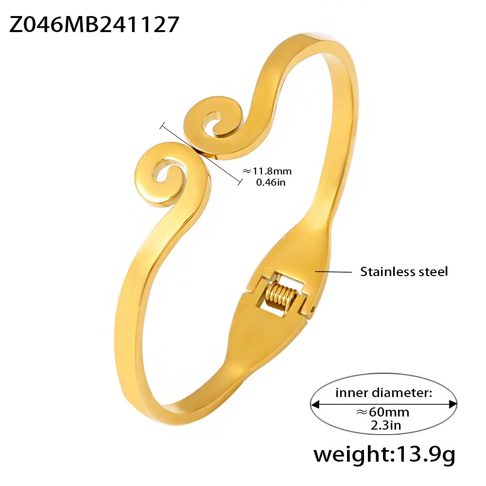 Wholesale Light Luxury Geometric Stainless Steel Electroplated 18K Gold Bracelet - Image 6