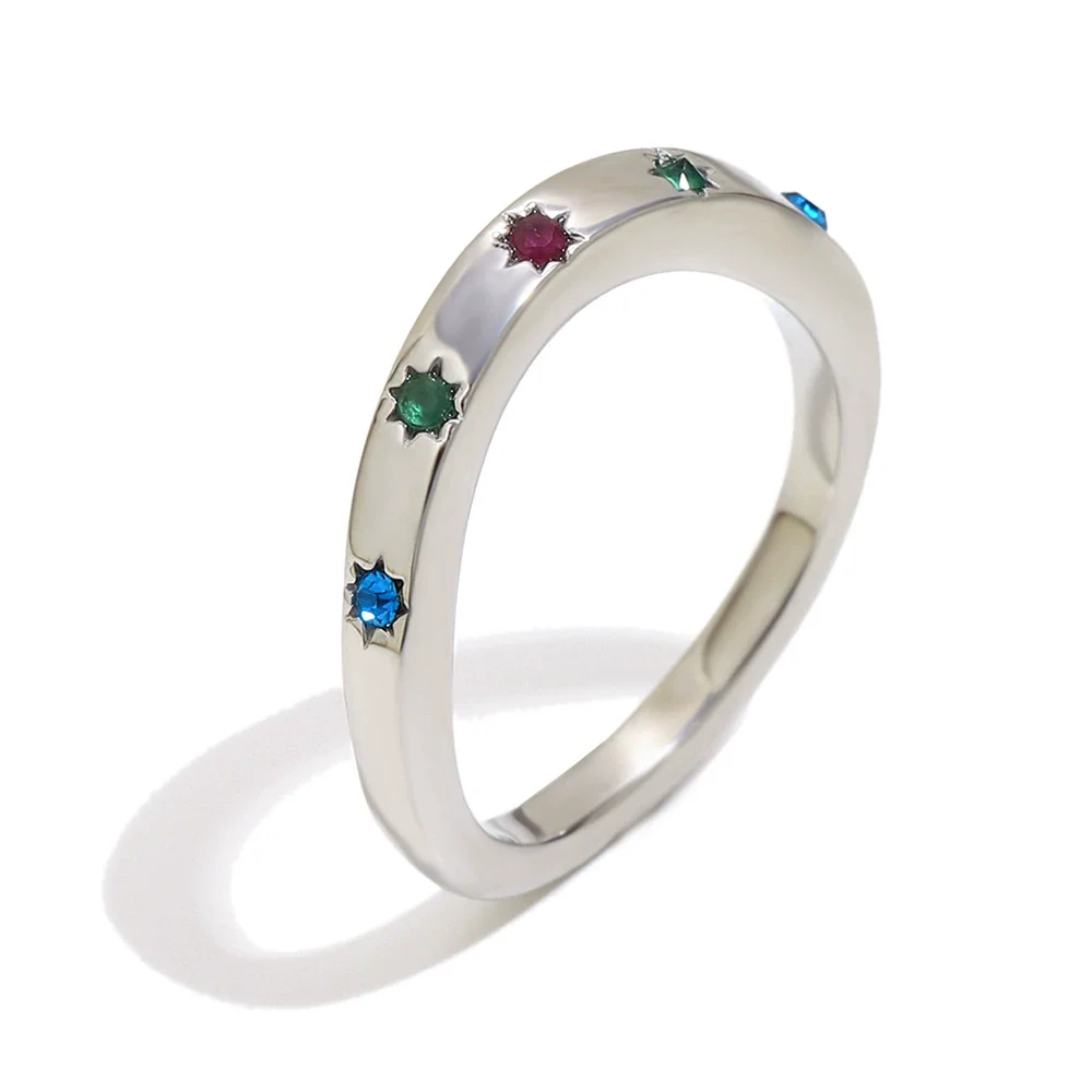Wholesale Light Luxury Geometric Stainless Steel Electroplated 18K Gold Color Diamond Eightpointed Star Ring For Women - Image 5