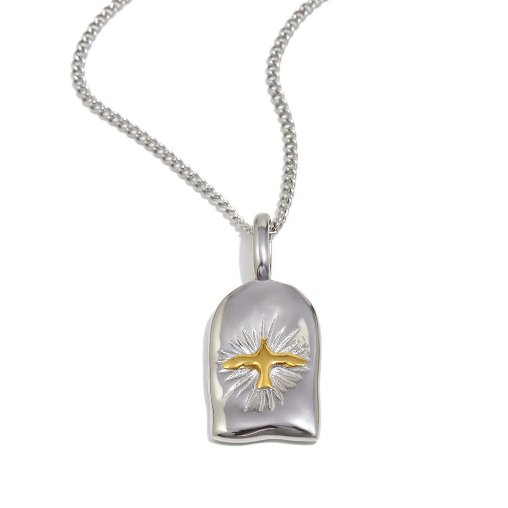 Wholesale Light Luxury Geometric Stainless Steel Electroplated 18K Gold Pendant Necklace For Women - Image 5