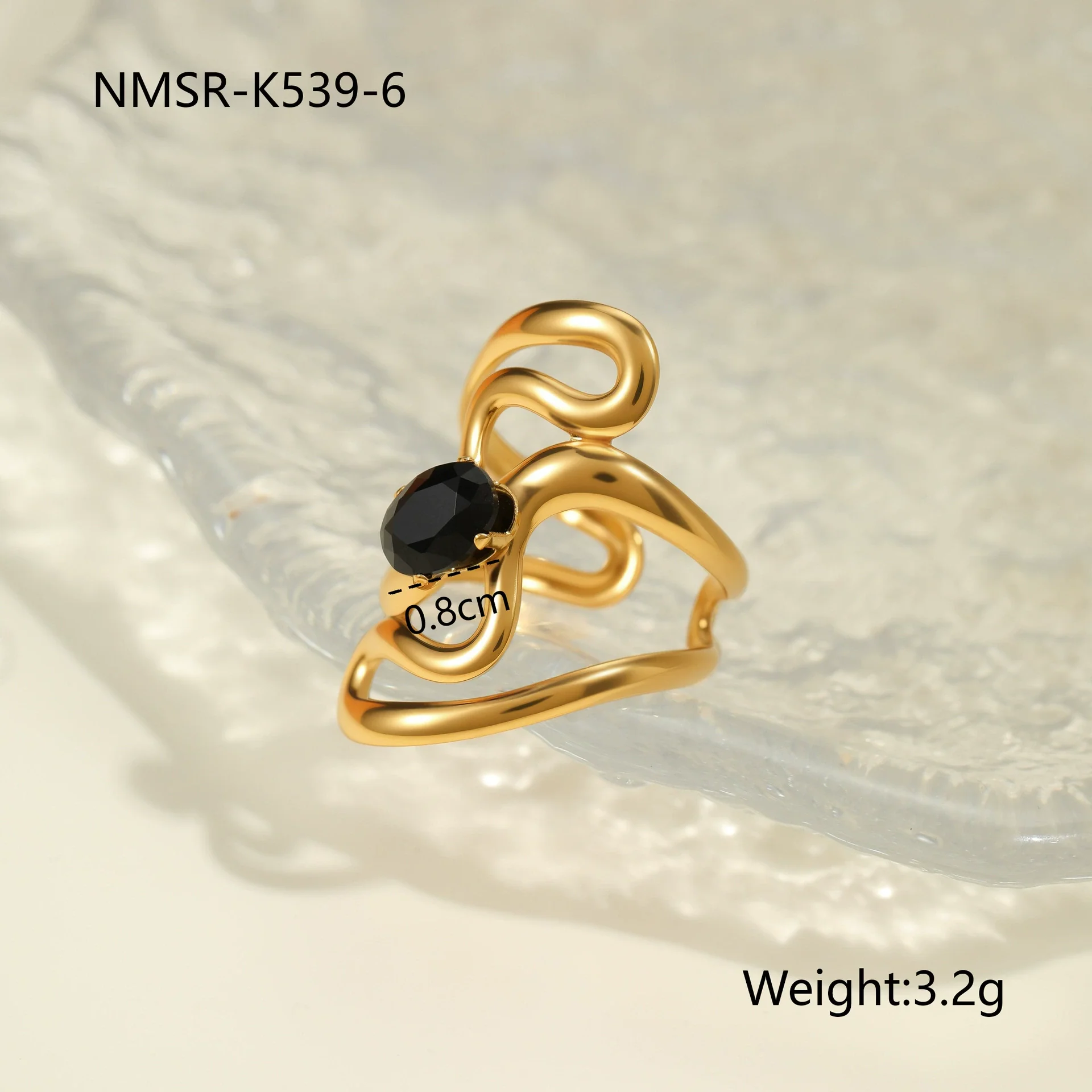 Wholesale Light Luxury Geometric Stainless Steel Electroplated 18K Gold Ring For Women - Image 11