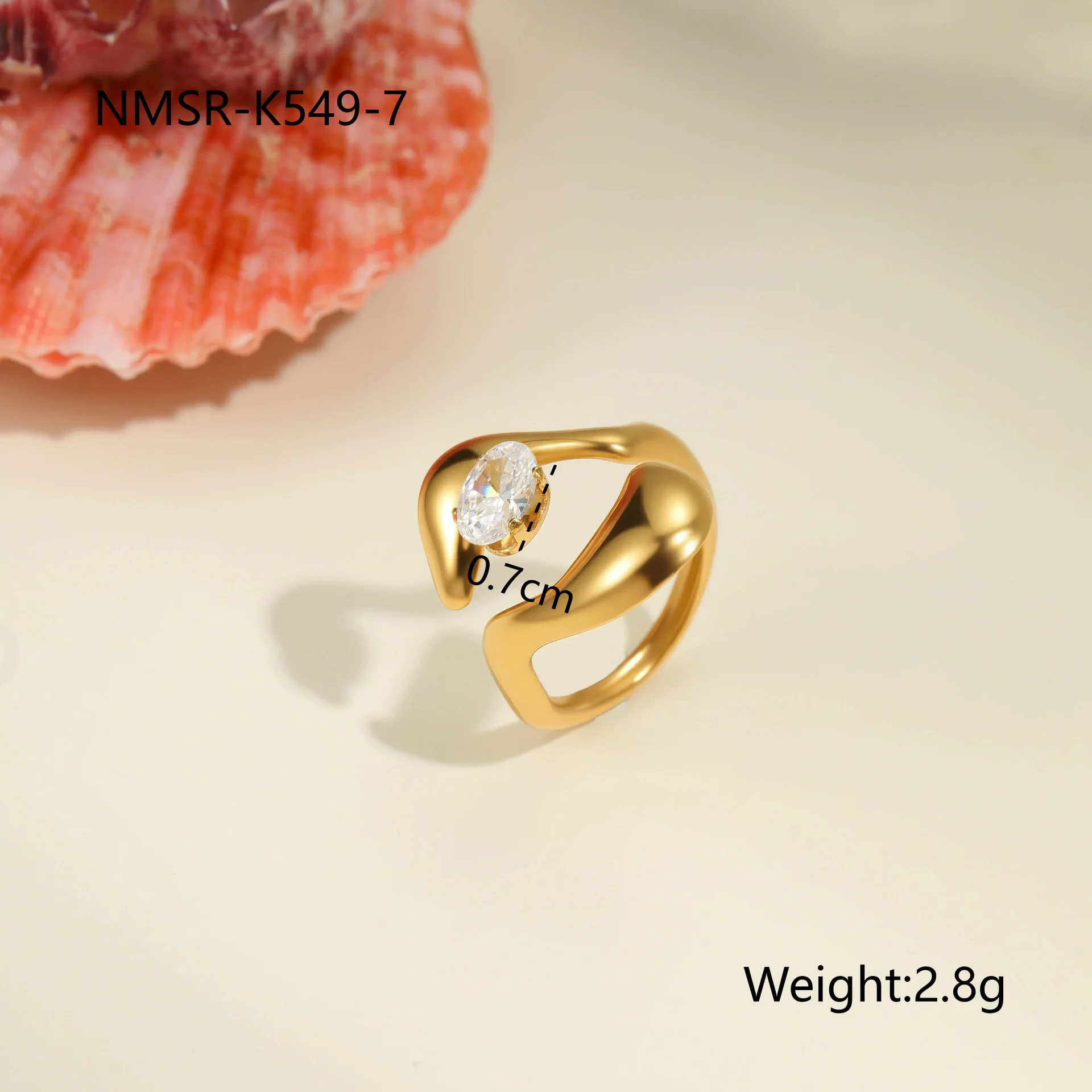 Wholesale Light Luxury Geometric Stainless Steel Electroplated 18K Gold Ring For Women - Image 12