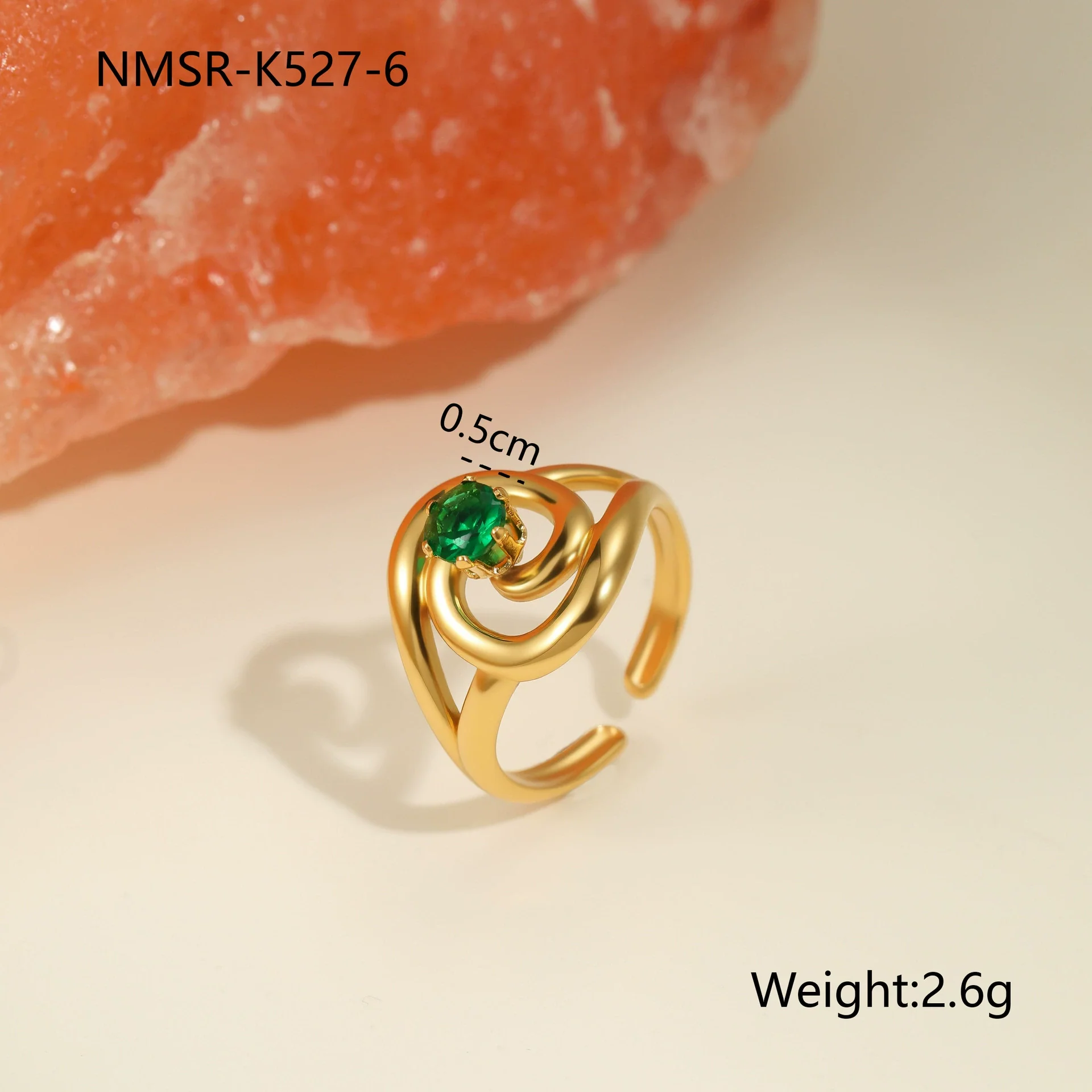 Wholesale Light Luxury Geometric Stainless Steel Electroplated 18K Gold Ring For Women - Image 6