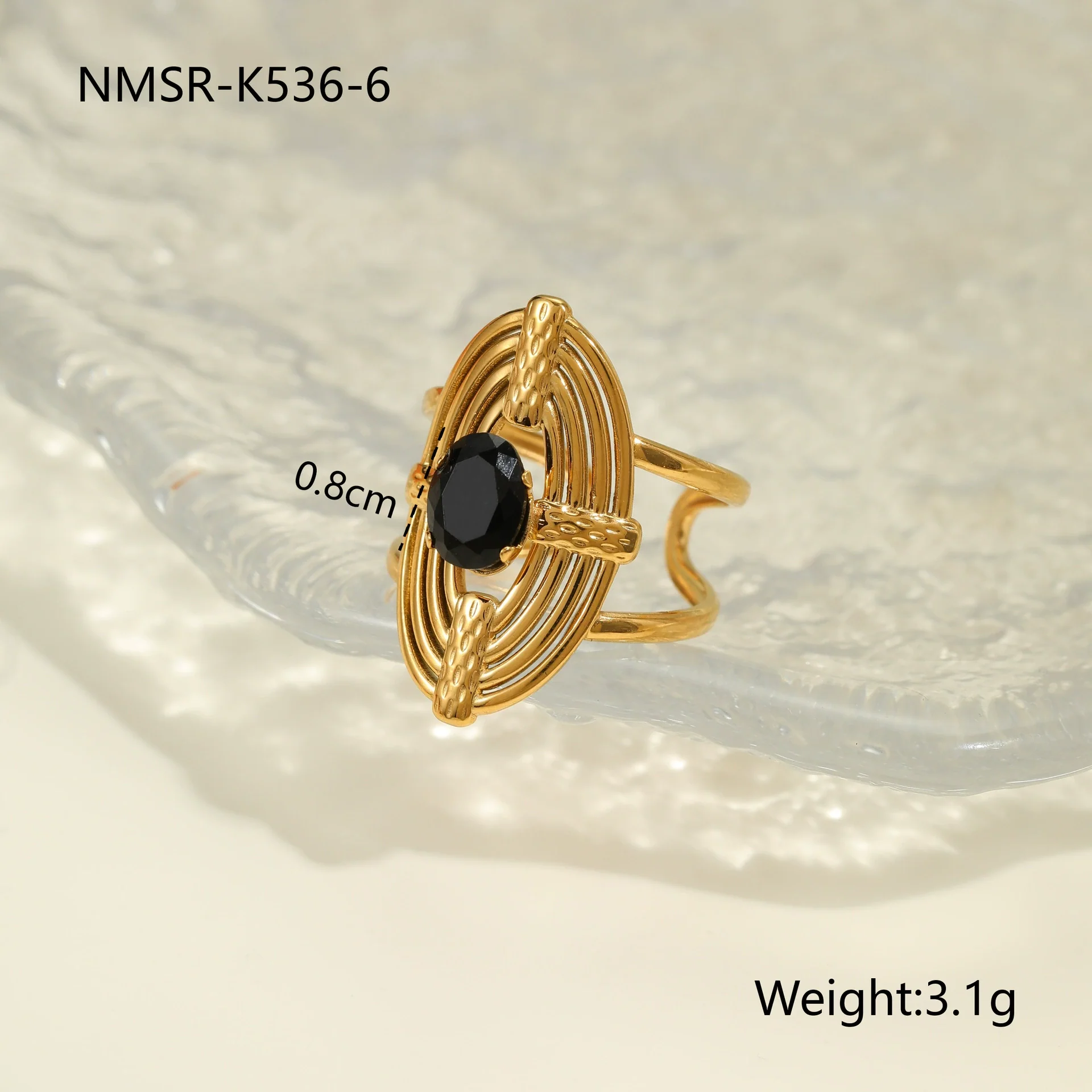 Wholesale Light Luxury Geometric Stainless Steel Electroplated 18K Gold Ring For Women - Image 8
