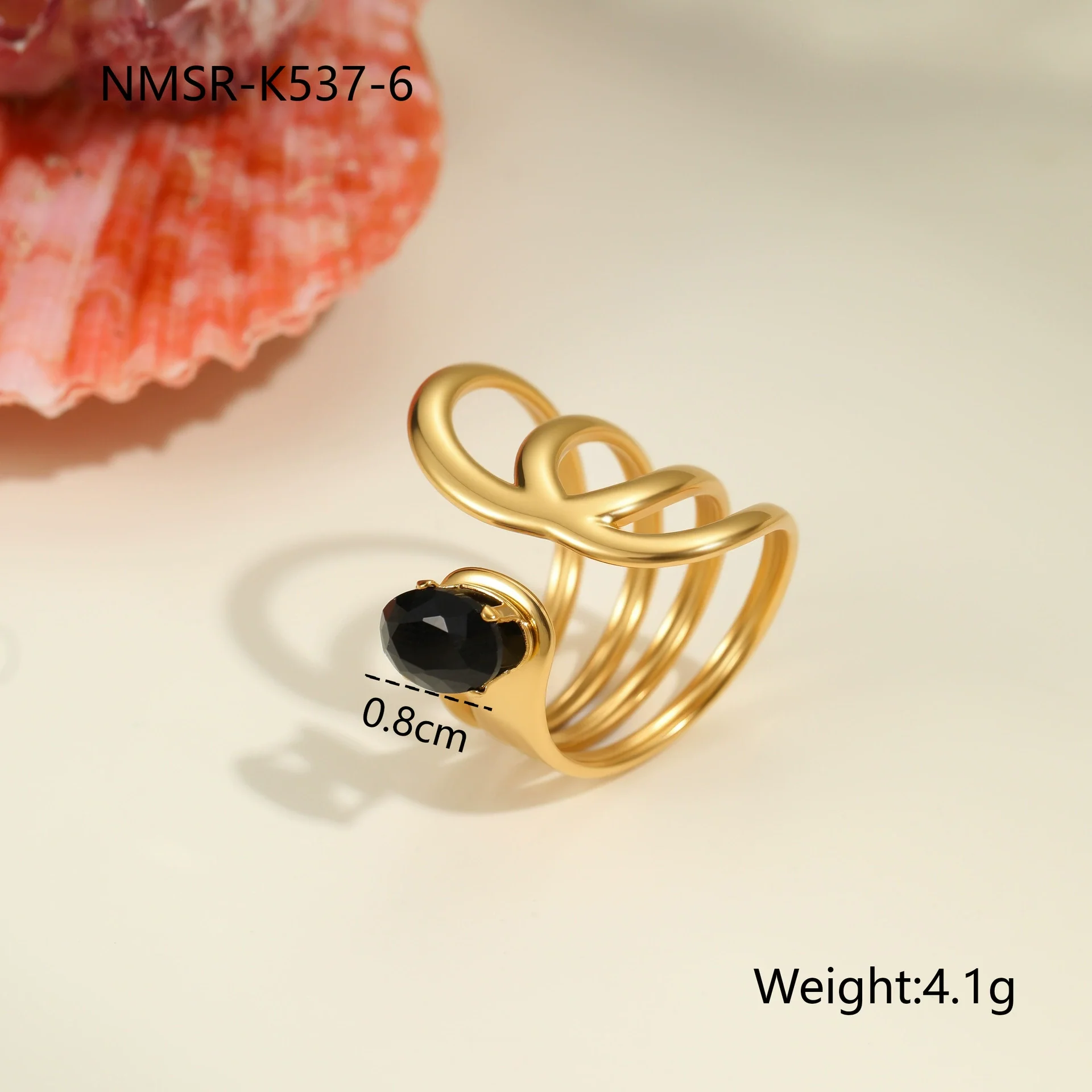 Wholesale Light Luxury Geometric Stainless Steel Electroplated 18K Gold Ring For Women - Image 9