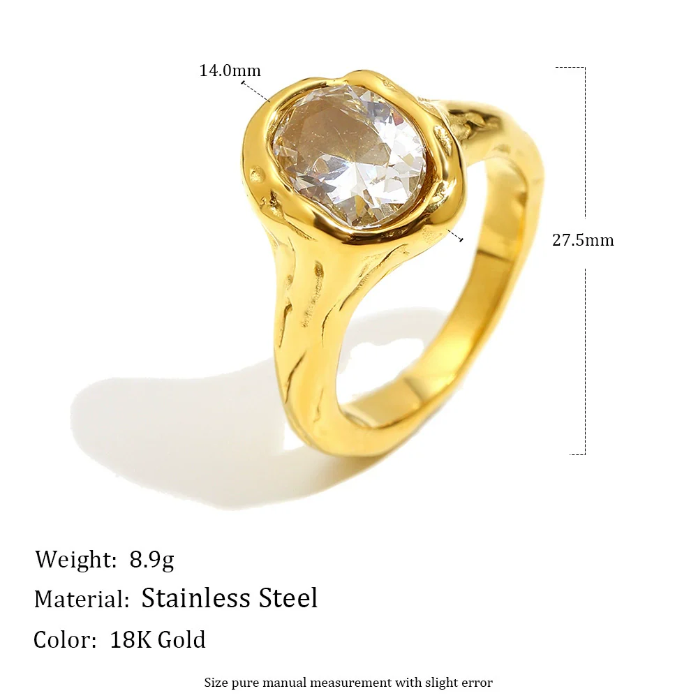 Wholesale Light Luxury Geometric Stainless Steel Electroplated 18K Gold Ring For Women - Image 2
