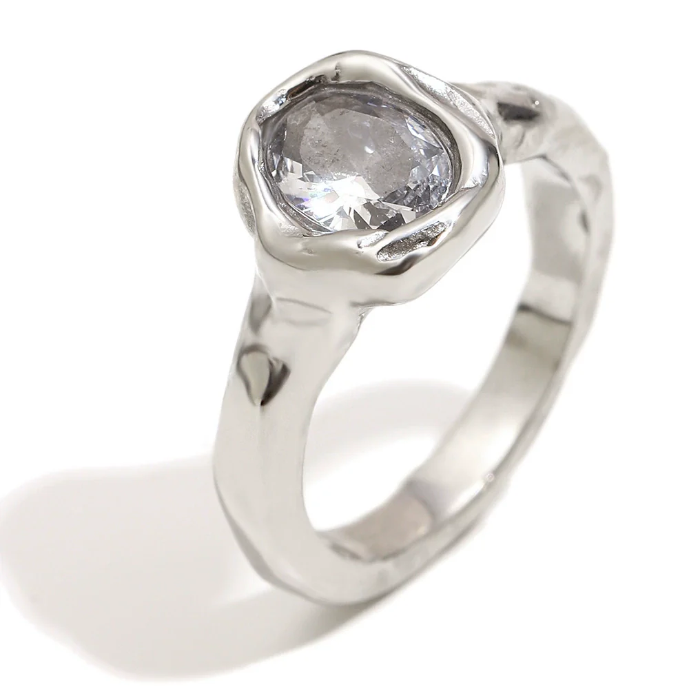 Wholesale Light Luxury Geometric Stainless Steel Electroplated 18K Gold Ring For Women - Image 8