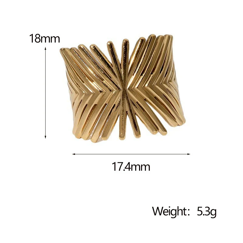 Wholesale Light Luxury Geometric Stainless Steel Electroplated Adjustable Open Ring For Women And Men - Image 6