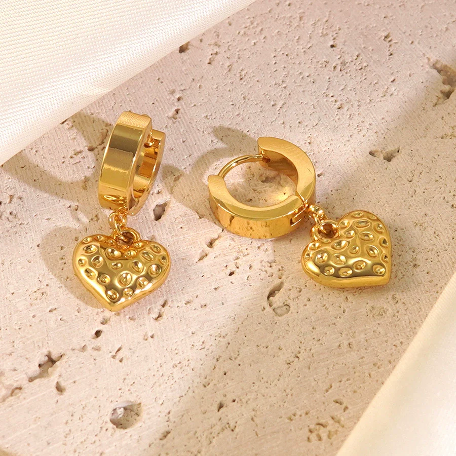 Wholesale Light Luxury Geometric Stainless Steel Electroplated Heart And Star Shape Earrings For Women - Image 4