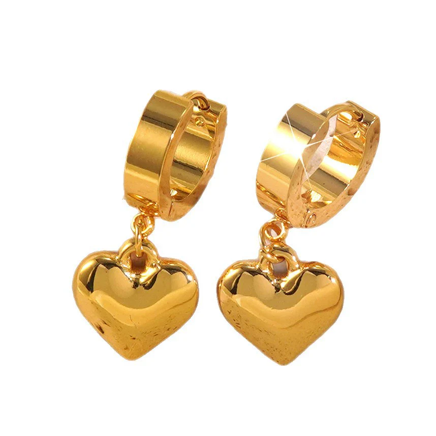 Wholesale Light Luxury Geometric Stainless Steel Electroplated Heart And Star Shape Earrings For Women - Image 5