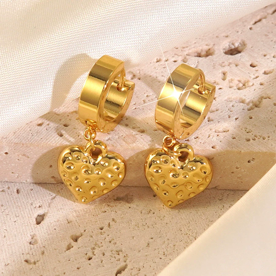Wholesale Light Luxury Geometric Stainless Steel Electroplated Heart And Star Shape Earrings For Women - Image 8