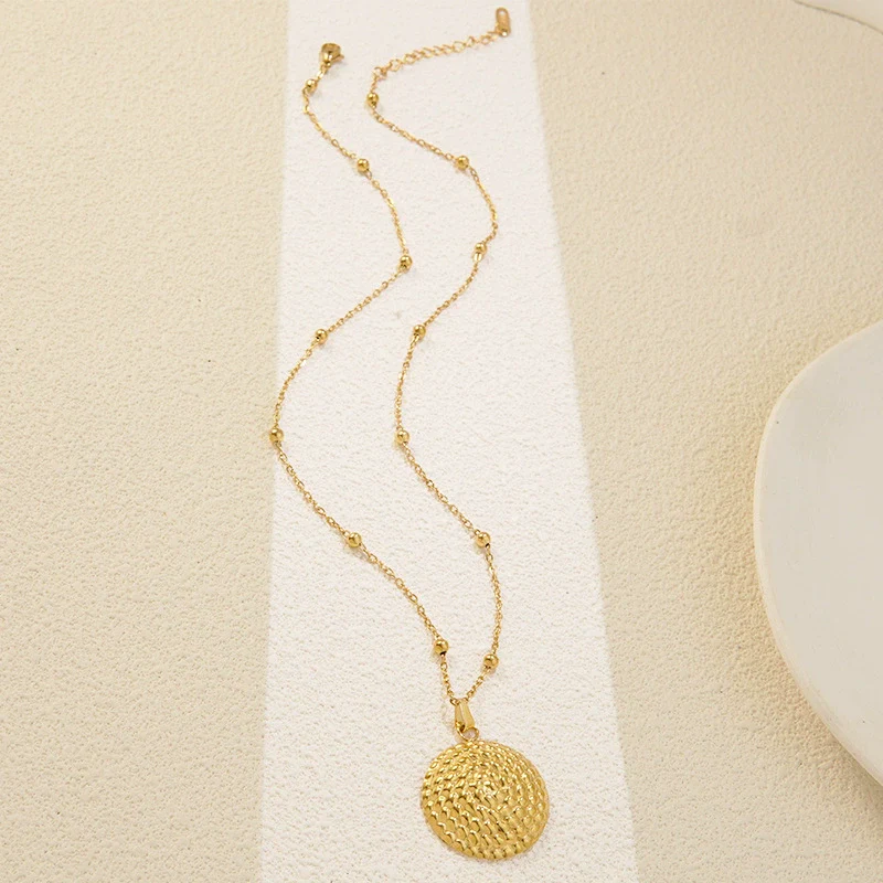 Wholesale Light Luxury Geometric Stainless Steel Stamped Necklace And Earrings Set For Women - Image 3