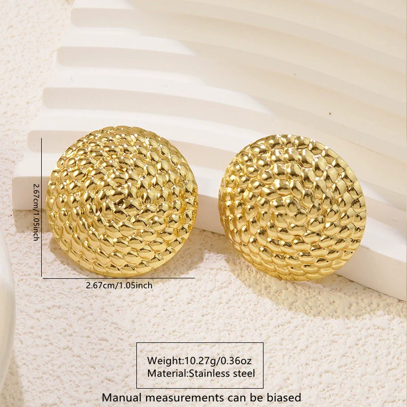 Wholesale Light Luxury Geometric Stainless Steel Stamped Necklace And Earrings Set For Women - Image 6