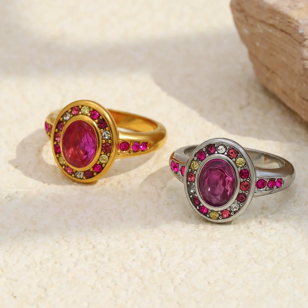 Wholesale Light Luxury Geometric Stainless Steel Vacuum Plated Ring Jewelry For Women - Image 4