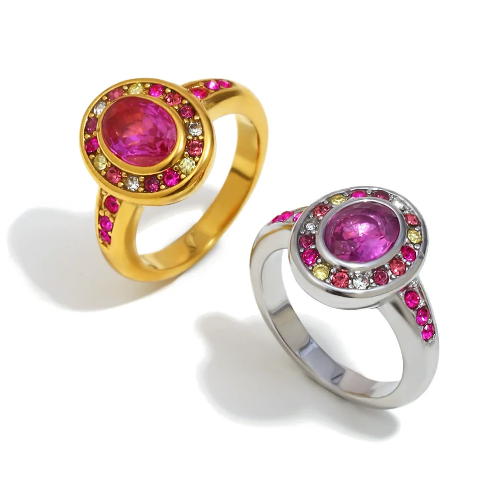 Wholesale Light Luxury Geometric Stainless Steel Vacuum Plated Ring Jewelry For Women - Image 5