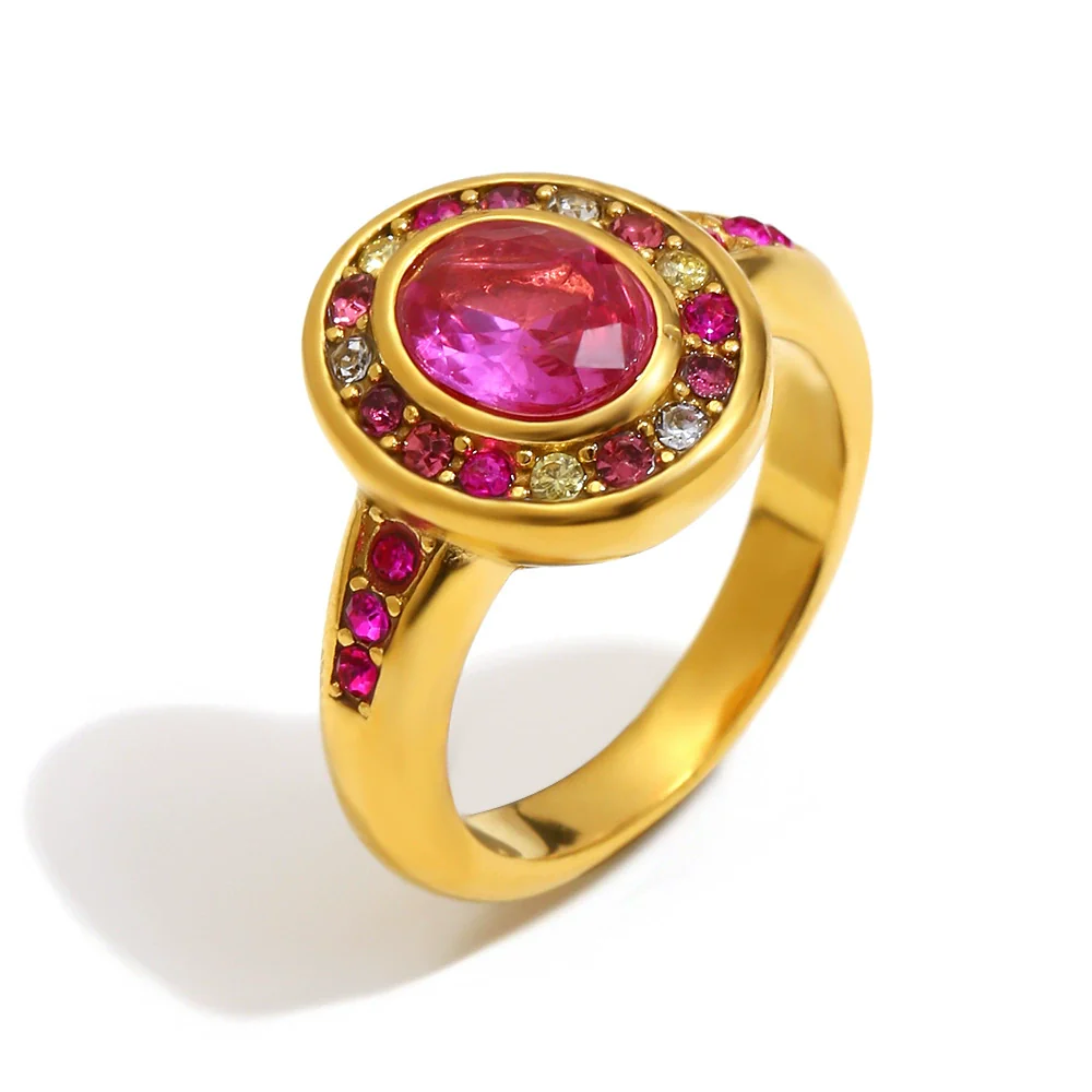 Wholesale Light Luxury Geometric Stainless Steel Vacuum Plated Ring Jewelry For Women - Image 6