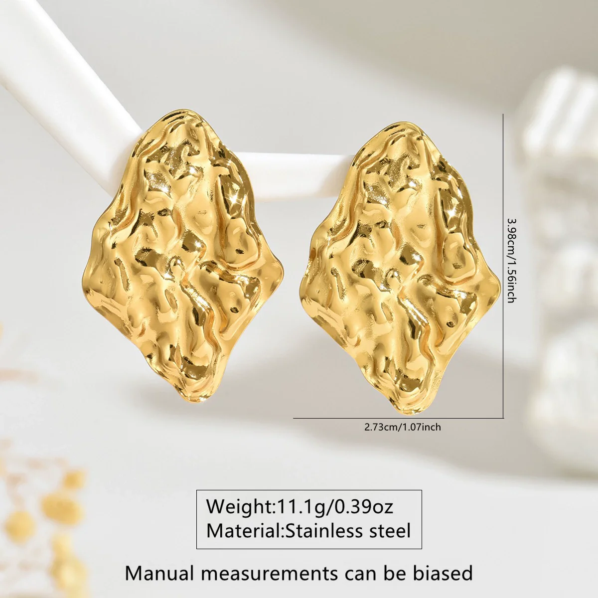 Wholesale Light Luxury Geometric Stamped Stainless Steel Earrings For Women - Image 4