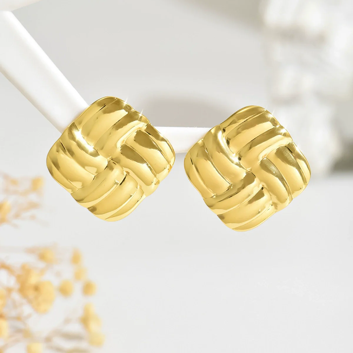 Wholesale Light Luxury Geometric Stamped Stainless Steel Earrings For Women