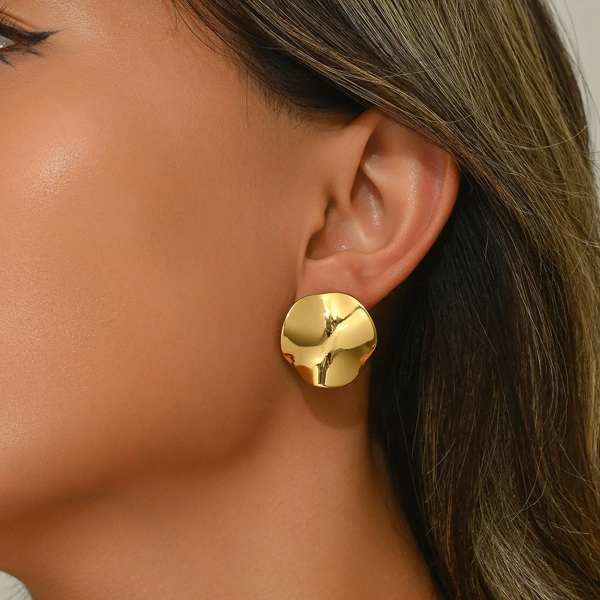 Wholesale Light Luxury Geometric Stamped Stainless Steel Earrings For Women