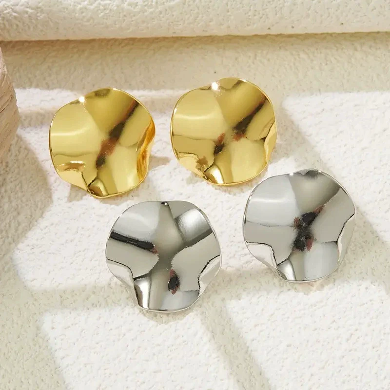 Wholesale Light Luxury Geometric Stamped Stainless Steel Earrings For Women - Image 2