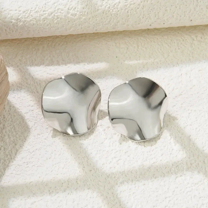 Wholesale Light Luxury Geometric Stamped Stainless Steel Earrings For Women - Image 4