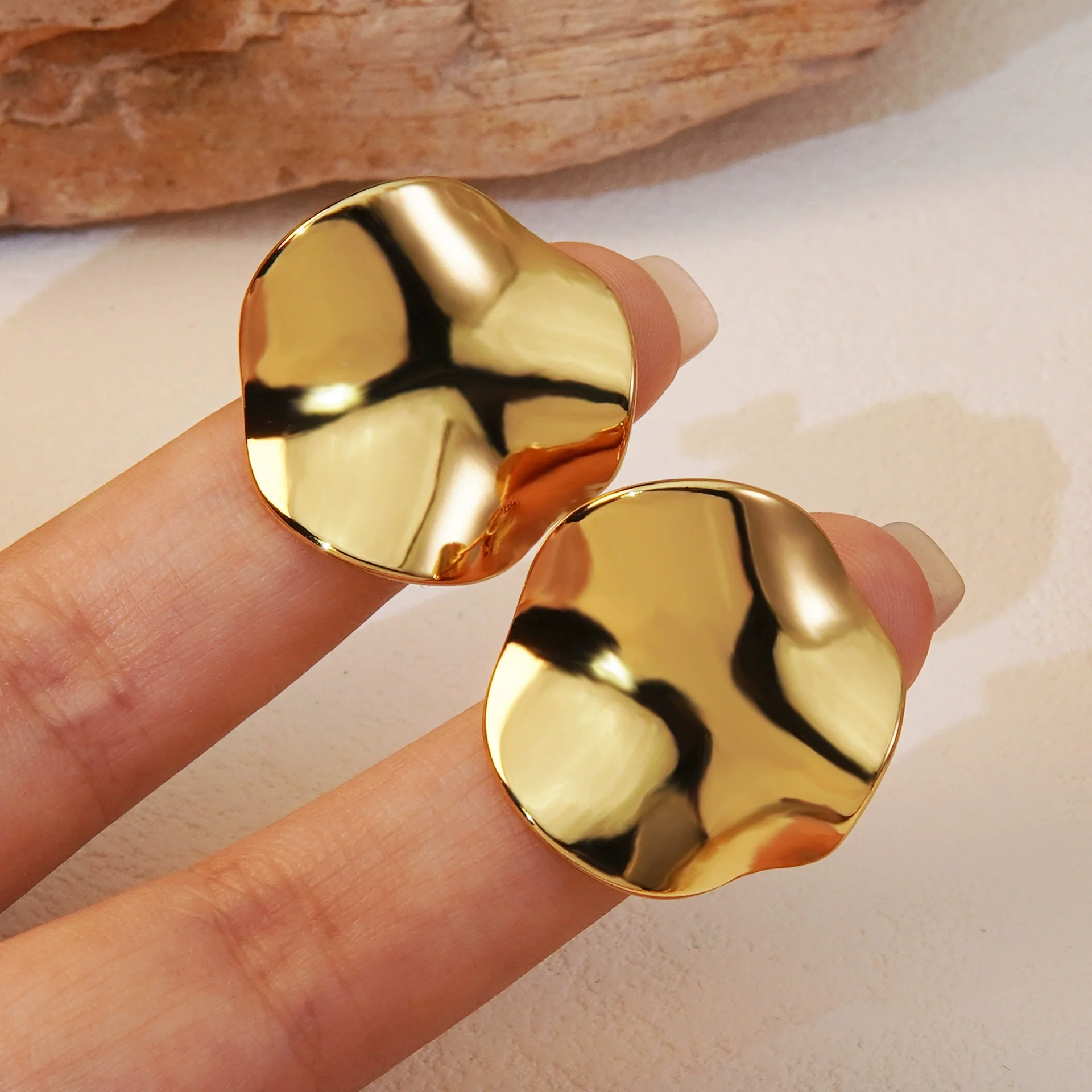 Wholesale Light Luxury Geometric Stamped Stainless Steel Earrings For Women - Image 6