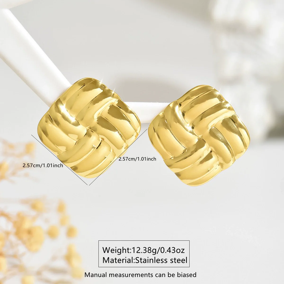 Wholesale Light Luxury Geometric Stamped Stainless Steel Earrings For Women - Image 4