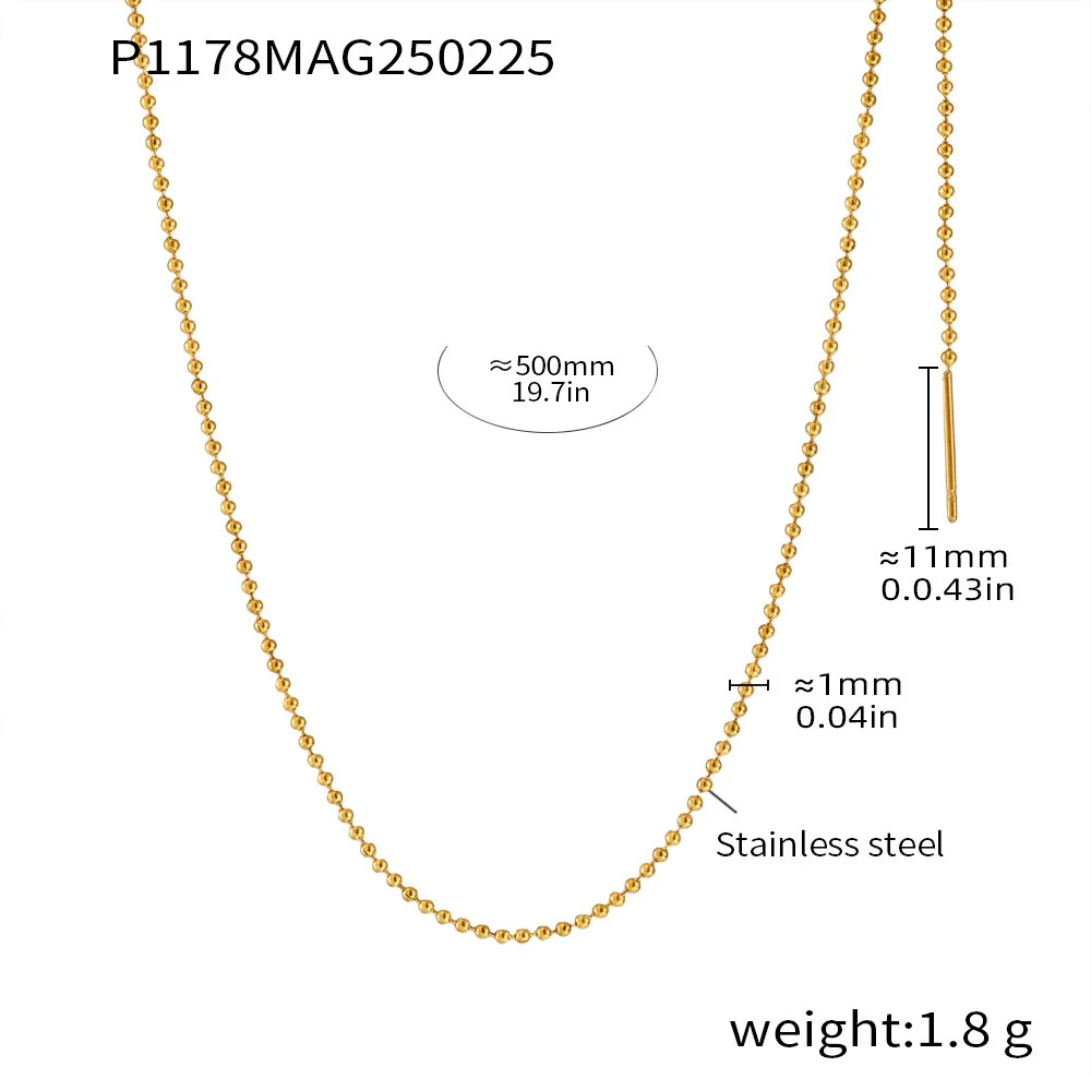 Wholesale Light Luxury Geometric Titanium Steel And Lapis Lazuli Ferris Wheel Crescentshaped Doublelayer Necklace With Electroplated Texturised Bead Earrings For Women - Image 6