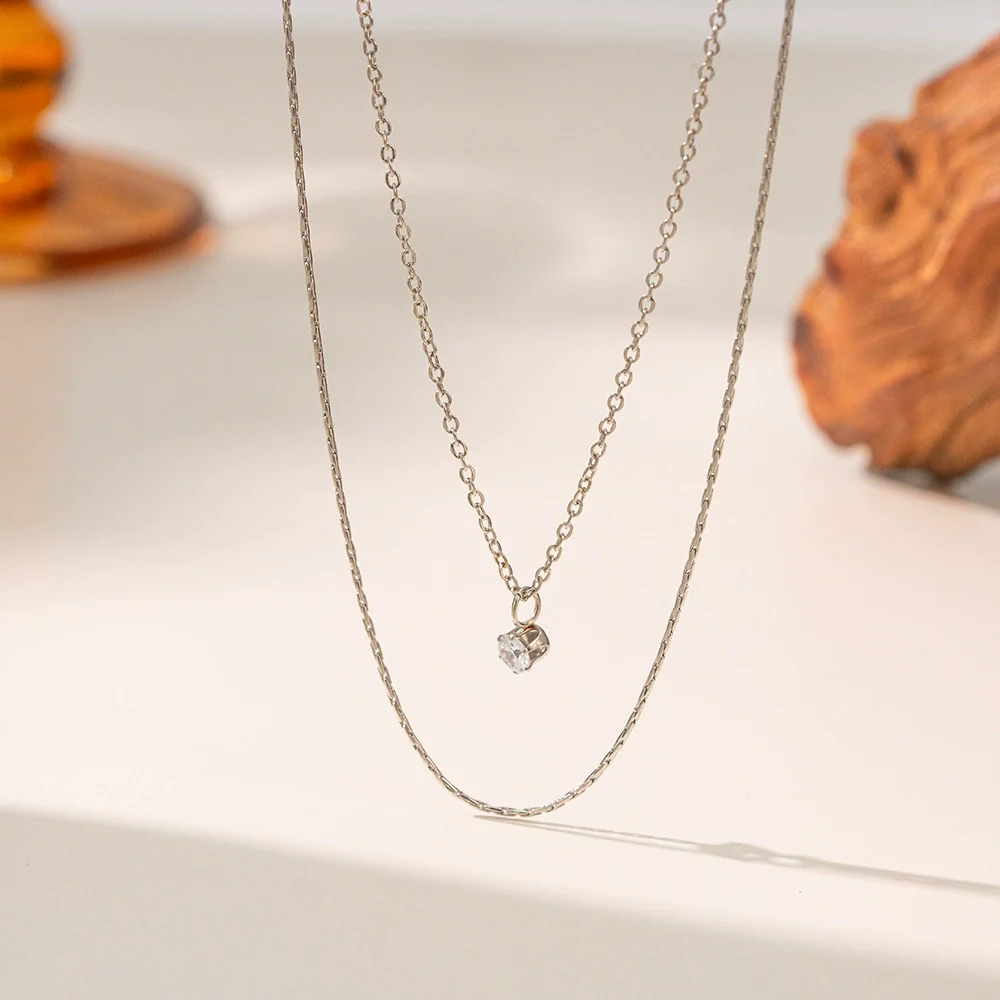 Wholesale Light Luxury Geometric Titanium Steel Bamboo Chain Necklace For Women With Electroplating Design - Image 3