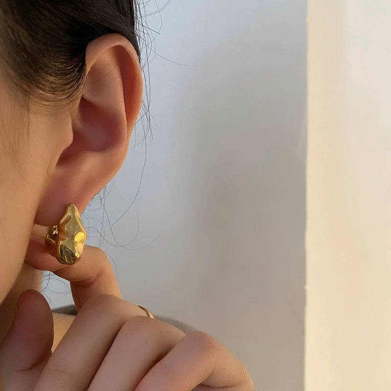 Wholesale Light Luxury Geometric Titanium Steel Electroplated Earrings For Women - Image 2