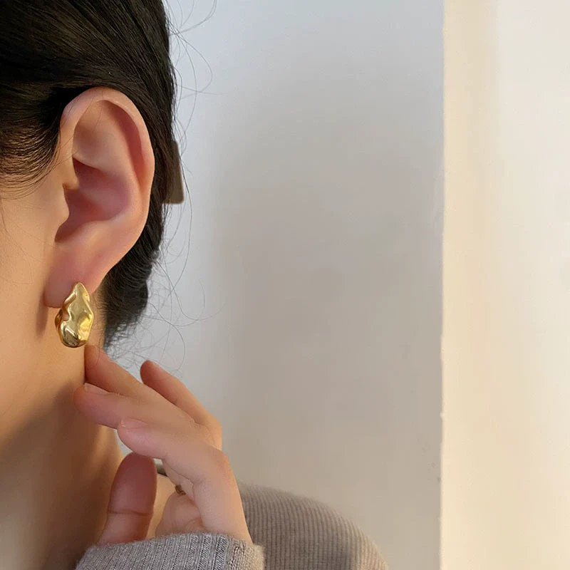 Wholesale Light Luxury Geometric Titanium Steel Electroplated Earrings For Women - Image 4