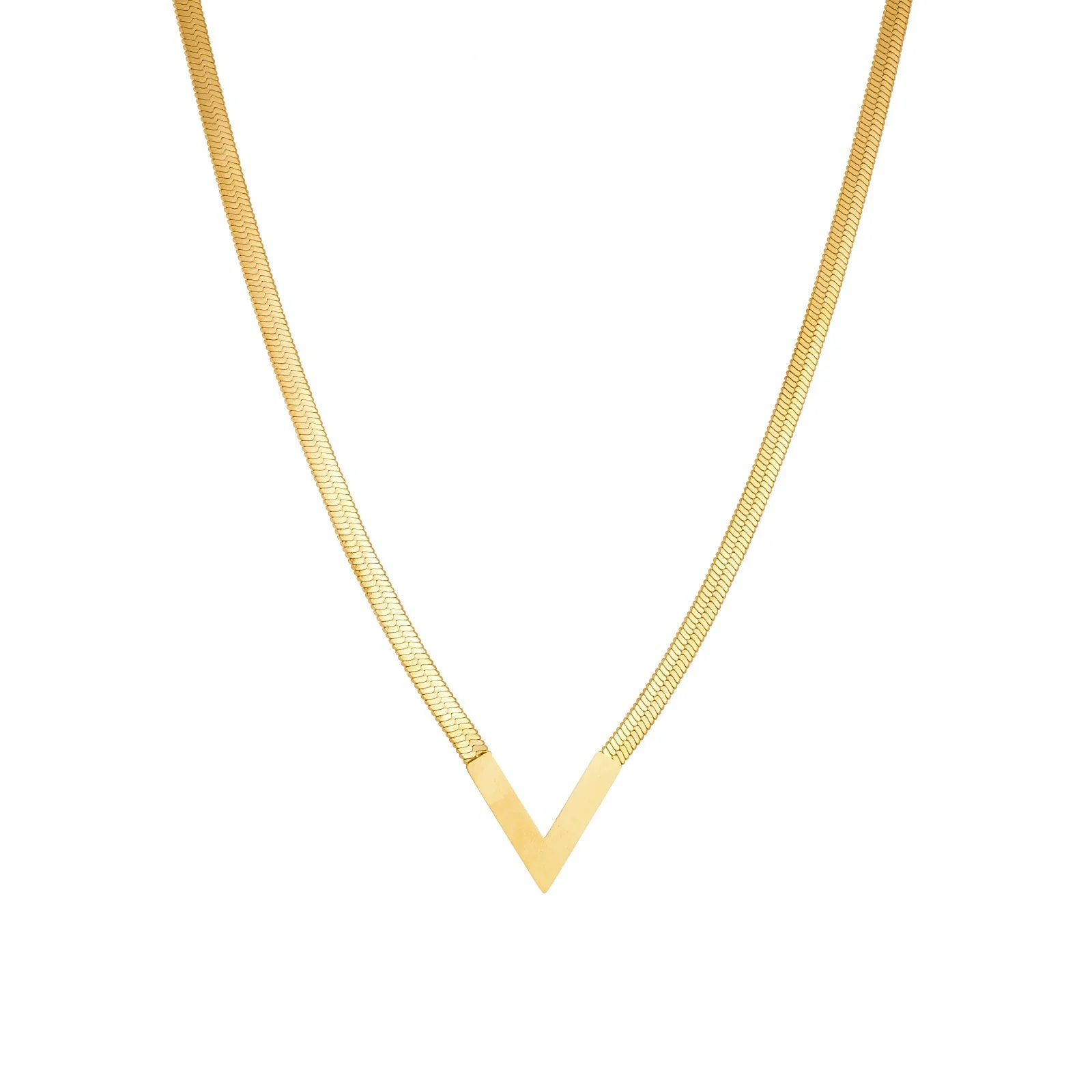 Wholesale Light Luxury Gold Plated Heart Shape Stainless Steel Blade Chain Necklace For Women - Image 5