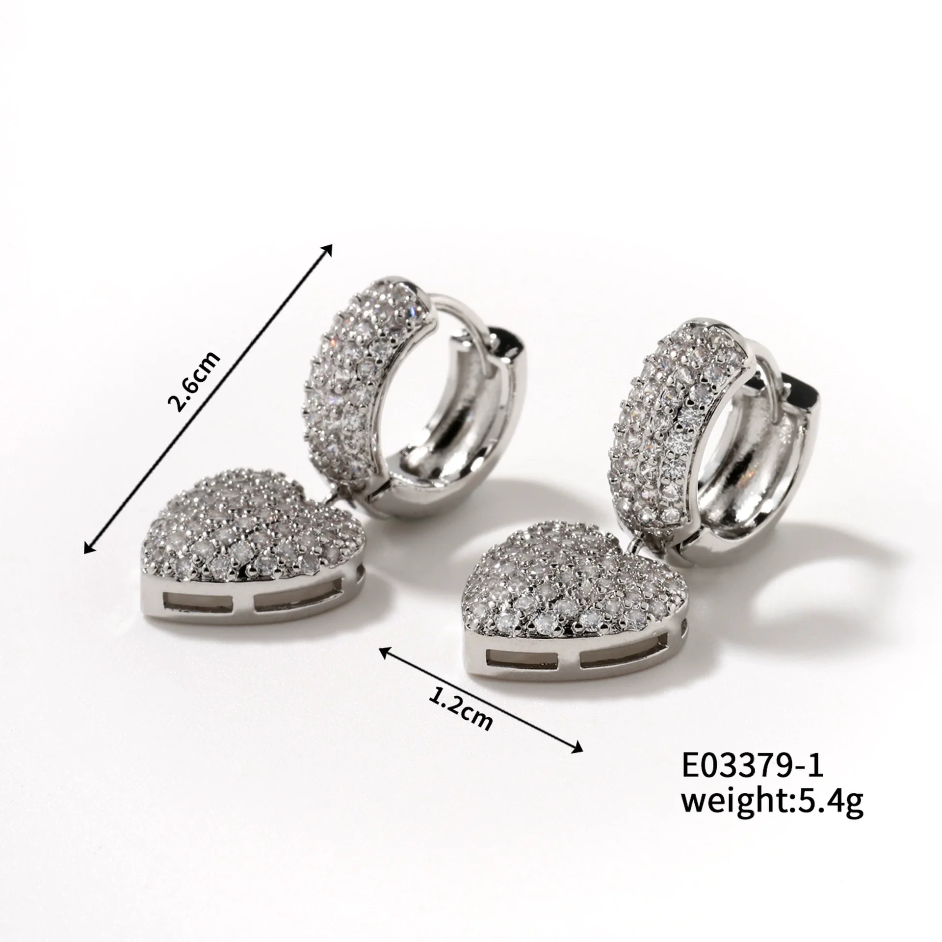 Wholesale Light Luxury Highend Copper Inlaid Zircon Heartshaped Electroplated Women's Earrings - Image 6