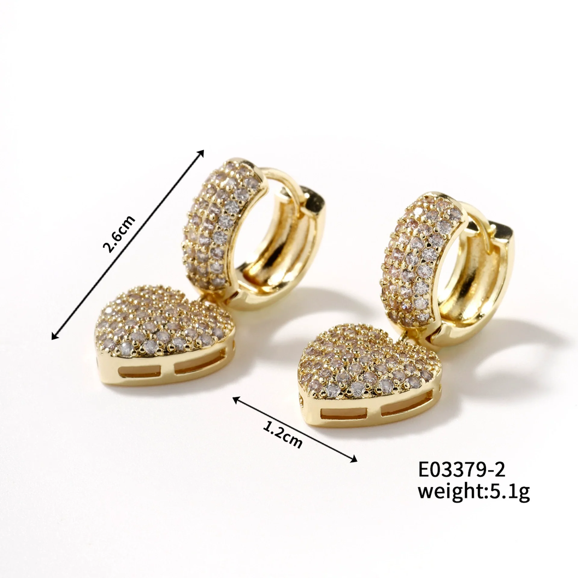 Wholesale Light Luxury Highend Copper Inlaid Zircon Heartshaped Electroplated Women's Earrings - Image 7