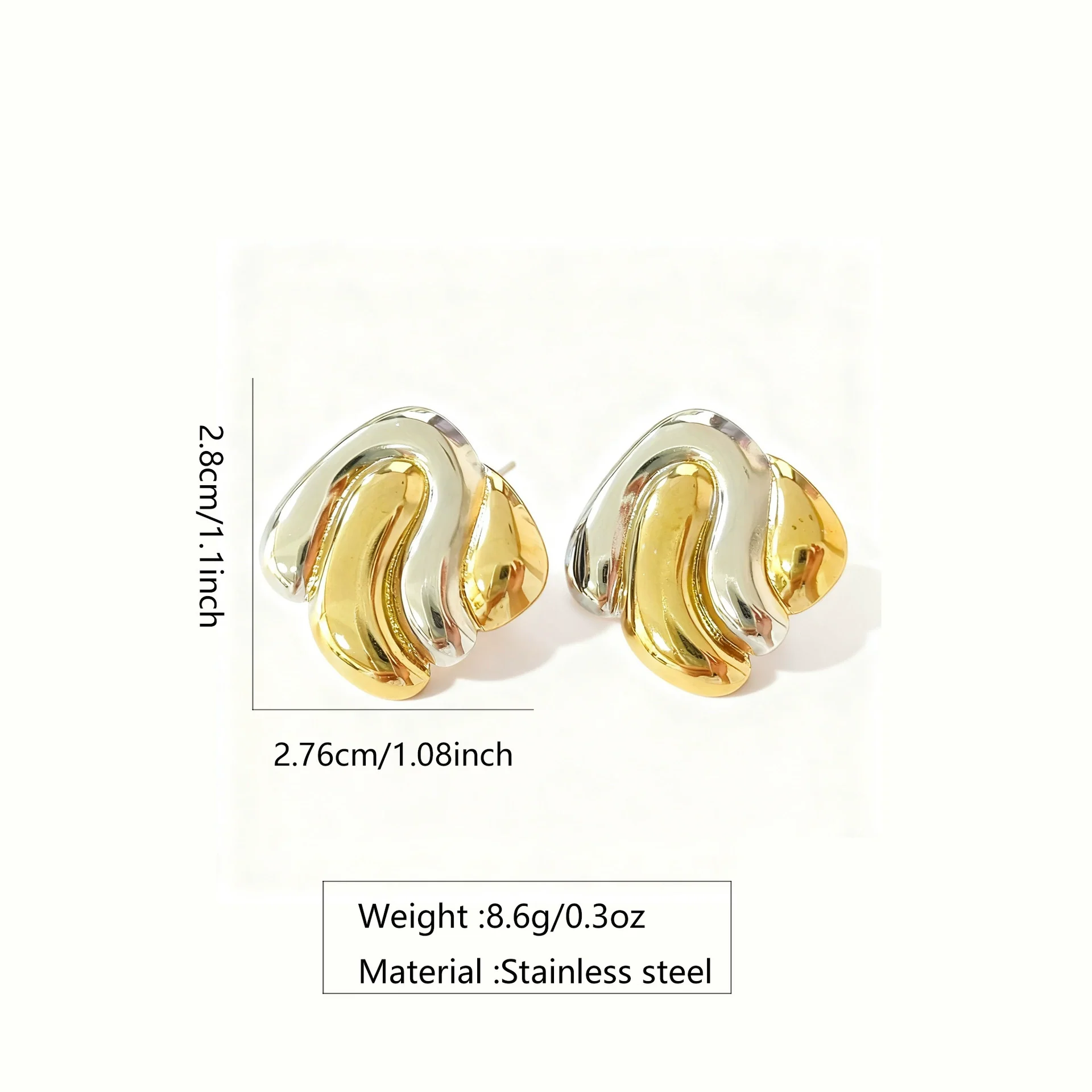 Wholesale Light Luxury Highend Geometric Electroplated Stainless Steel Irregular Earrings For Women - Image 6