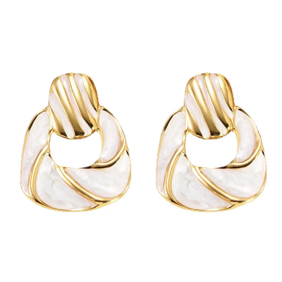 Wholesale Light Luxury Oil Dripping Geometric Stainless Steel Earrings For Women - Image 5