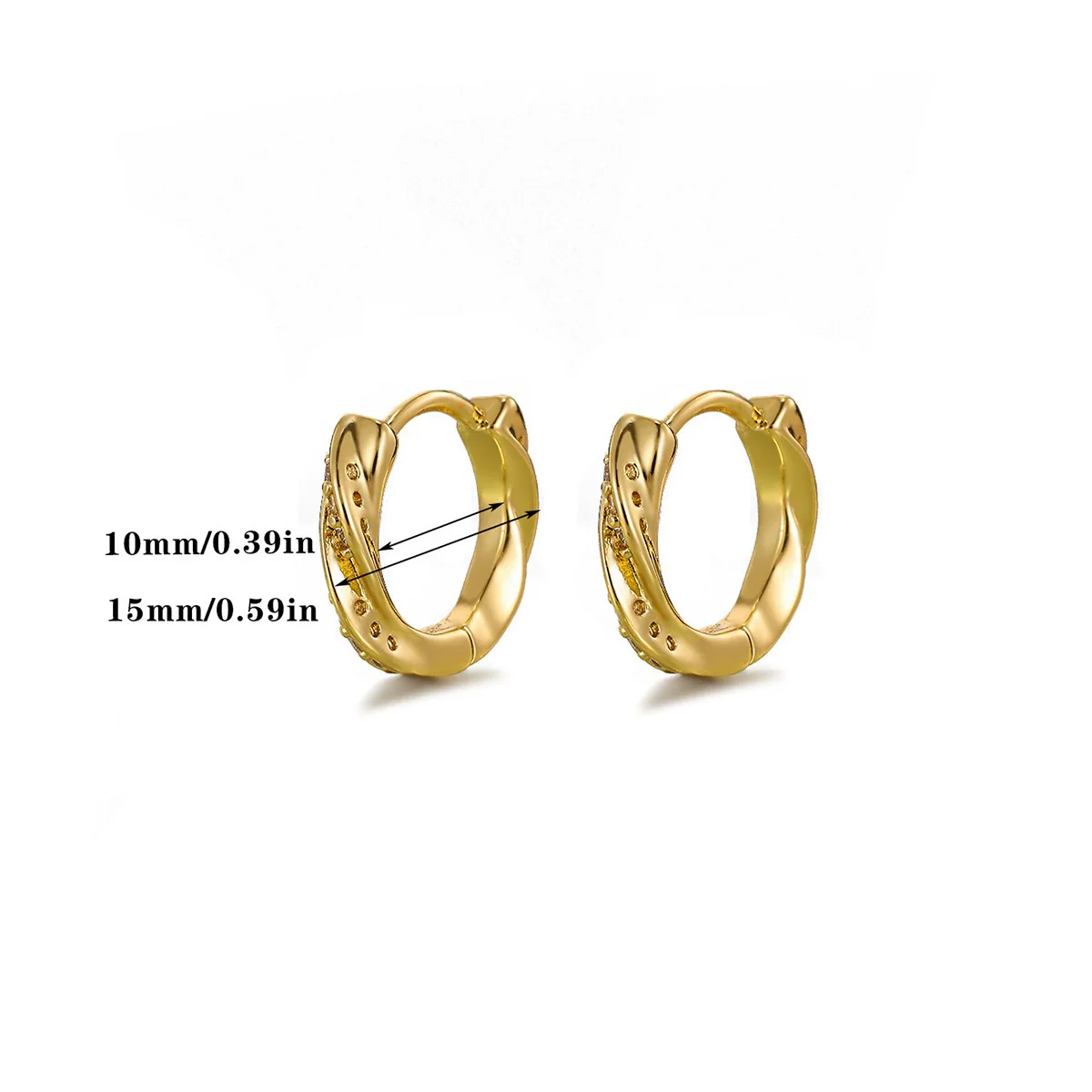 Wholesale Light Luxury Retro Ins Style Circle Plain Gold Electroplated Copper Zircon Earrings For Women - Image 6