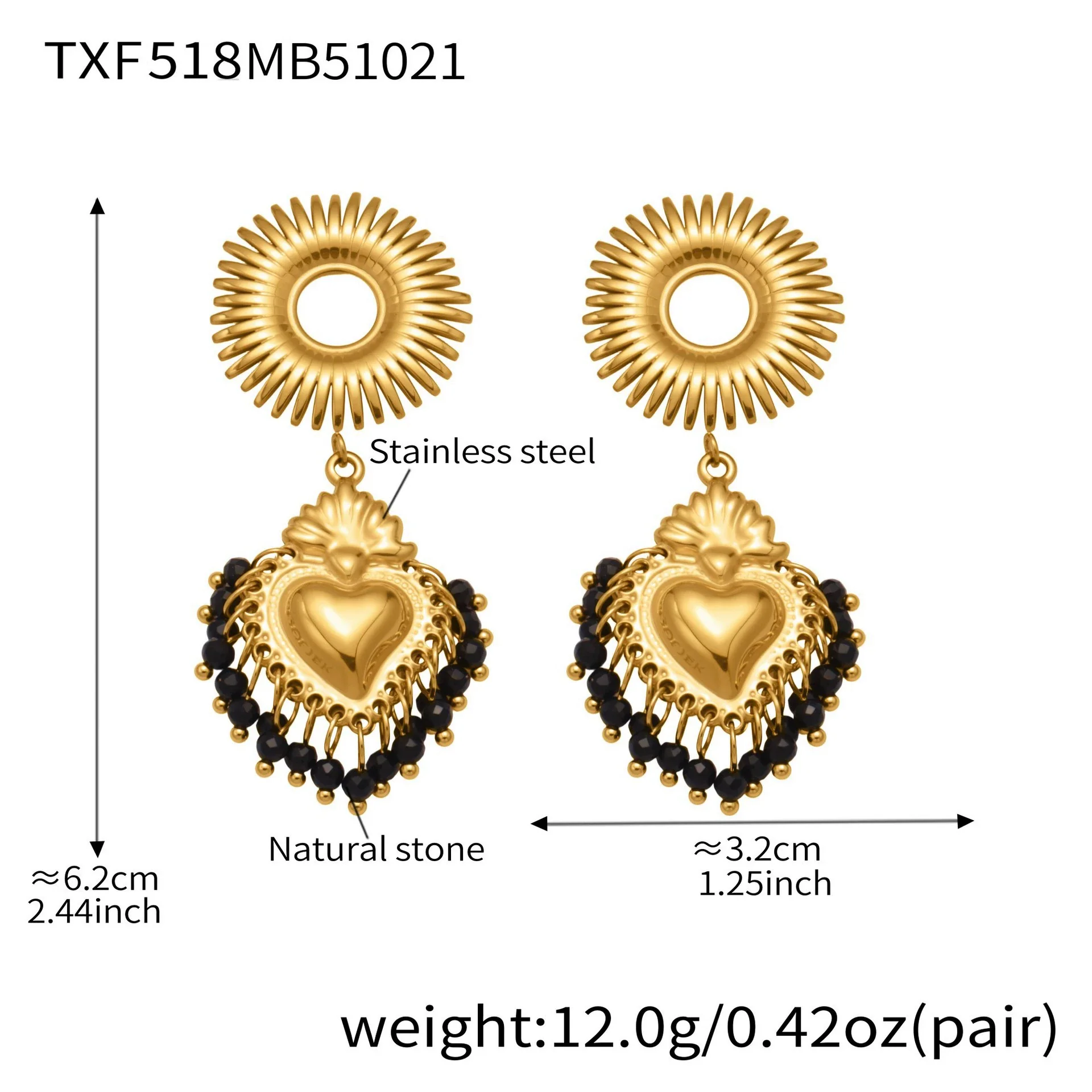 Wholesale Light Luxury Stainless Steel Crown Heart 18K Gold Plated Jewelry Set For Women Including Necklace Bracelet And Earrings - Image 11